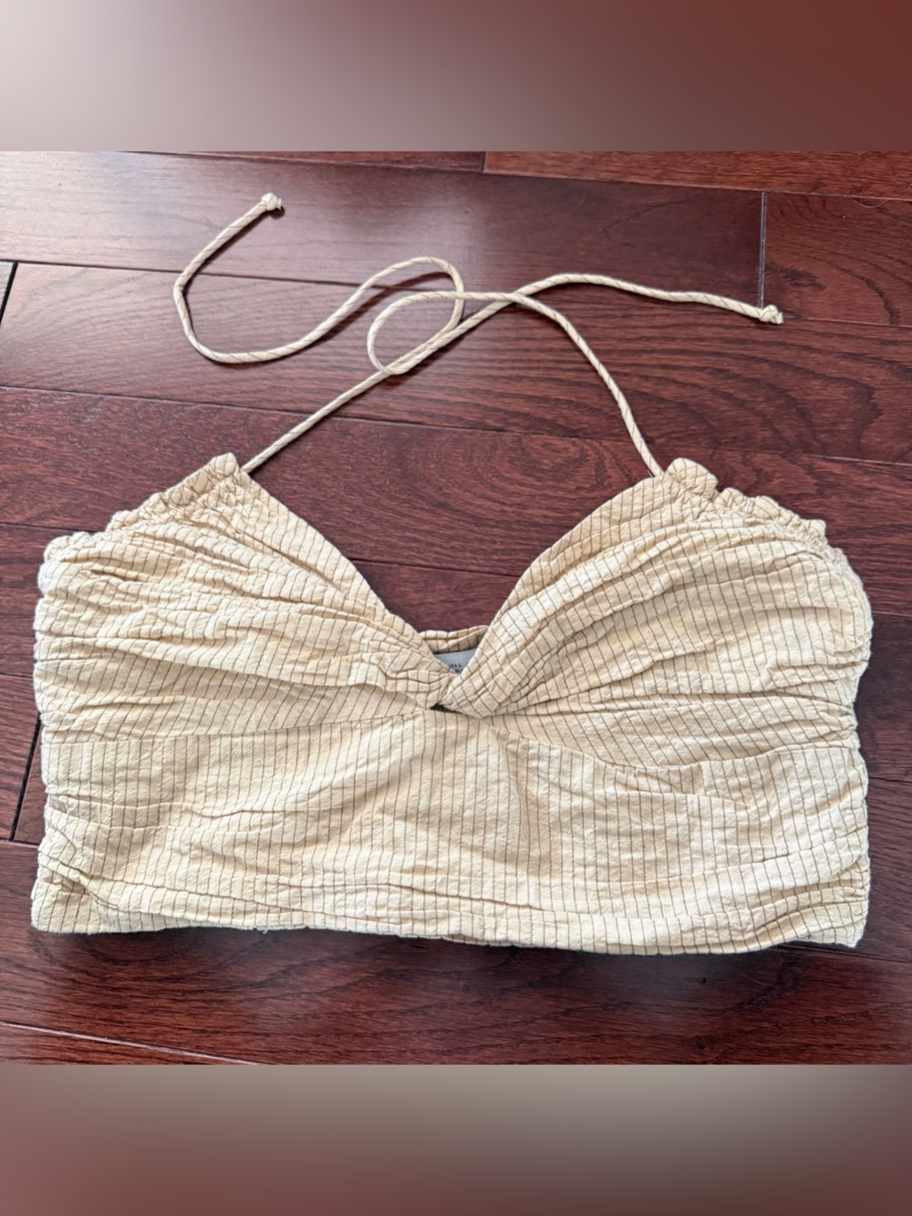 Zara Beige Stripped Cotton Halter Top Women’s Size Large